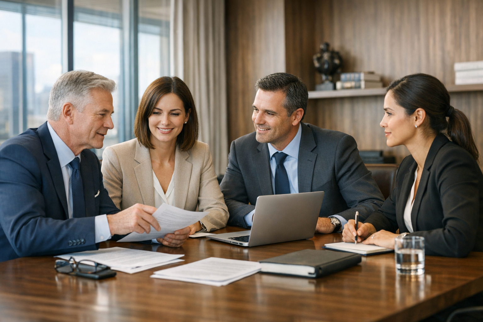 Zespół prawników KD Team podczas narady w nowoczesnym biurze